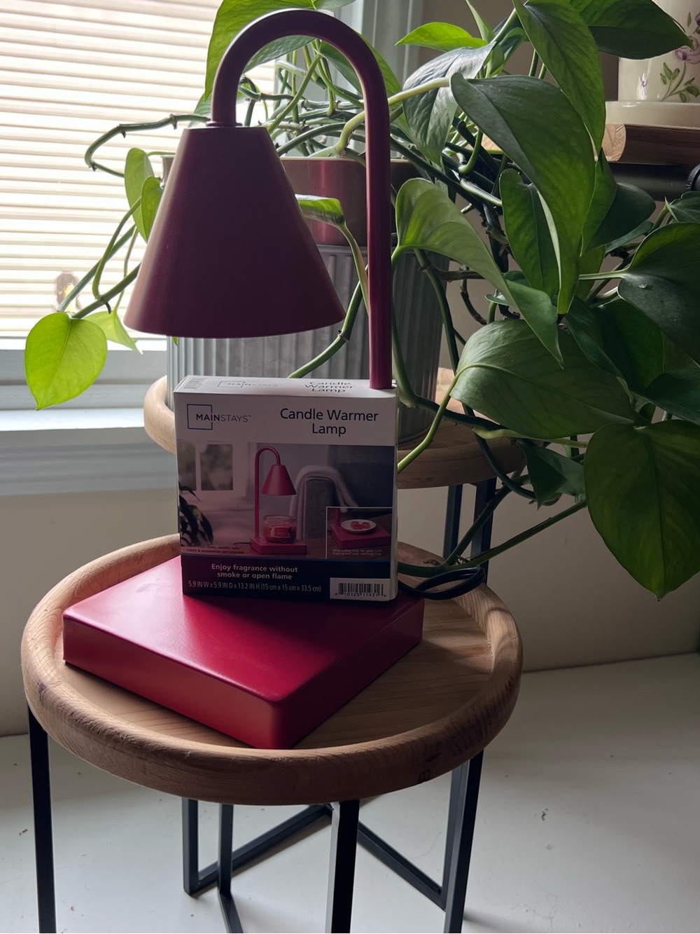 Mainstays Red Candle Warmer Lamp with Gooseneck Shade